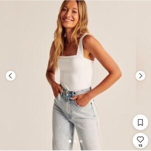 Abercrombie and Fitch Soft A&F White Square Neck Tank Top